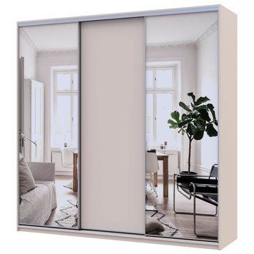На фото шафа-купе Сіті Лайт Doros (Дорос) 1 ДСП / 2 Дзеркала 225х60х225 см кашемір