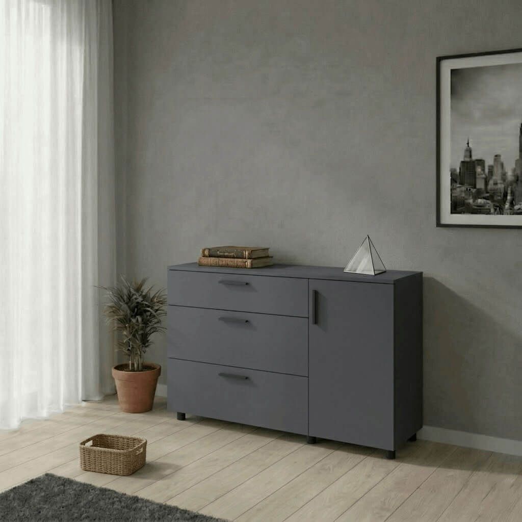Комод Торн Doros (Дорос) 3Ш/1Д 135х51,6х80 см антрацит 41510185 фото мебель
