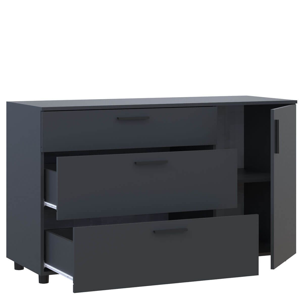 Комод Торн Doros (Дорос) 3Ш/1Д 135х51,6х80 см антрацит 41510185 фото мебель
