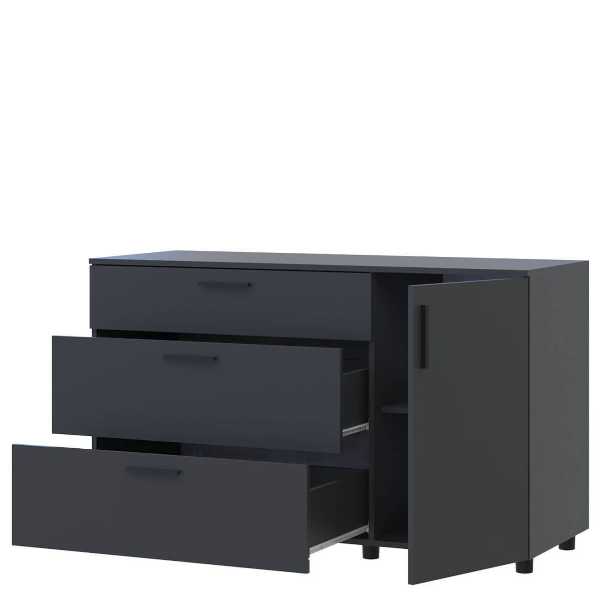 Комод Торн Doros (Дорос) 3Ш/1Д 135х51,6х80 см антрацит 41510185 фото мебель