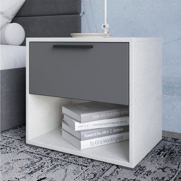 Тумба приліжкова LION Краш з шухлядою 45x43x32 см кашемір / антрацит 30863 фото меблі