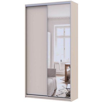 На фото шафа-купе Сіті Лайт Doros (Дорос) 1 ДСП / 1 Дзеркало 120х45х225 см кашемір