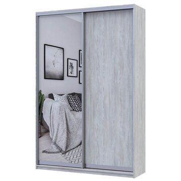 На фото шафа-купе Doros Сіті Лайт 1 ДСП / 1 Дзеркало 150х45х225 см сосна натті