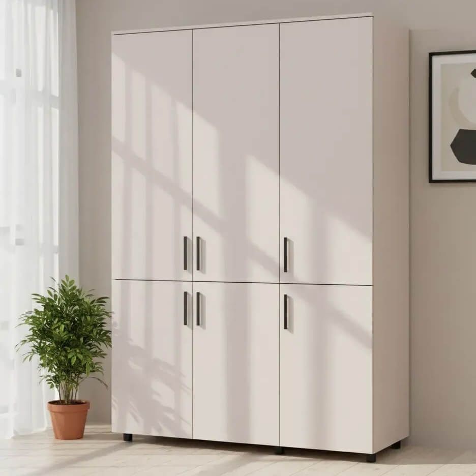 Шафа розпашна Торн Doros (Дорос) 3 ДСП (полиці) 135х51,6х200 см кашемір 44900496 фото меблі