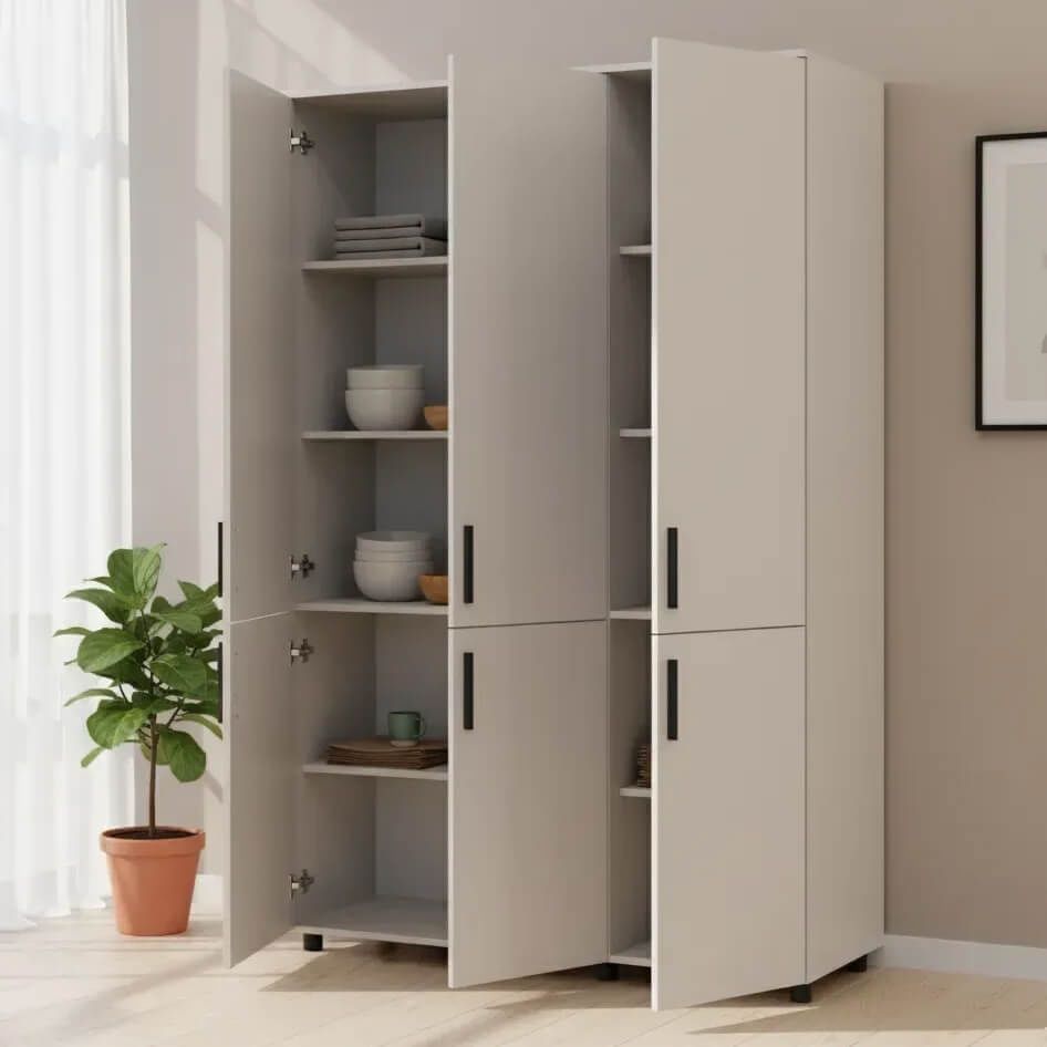 Шафа розпашна Торн Doros (Дорос) 3 ДСП (полиці) 135х51,6х200 см кашемір 44900496 фото меблі