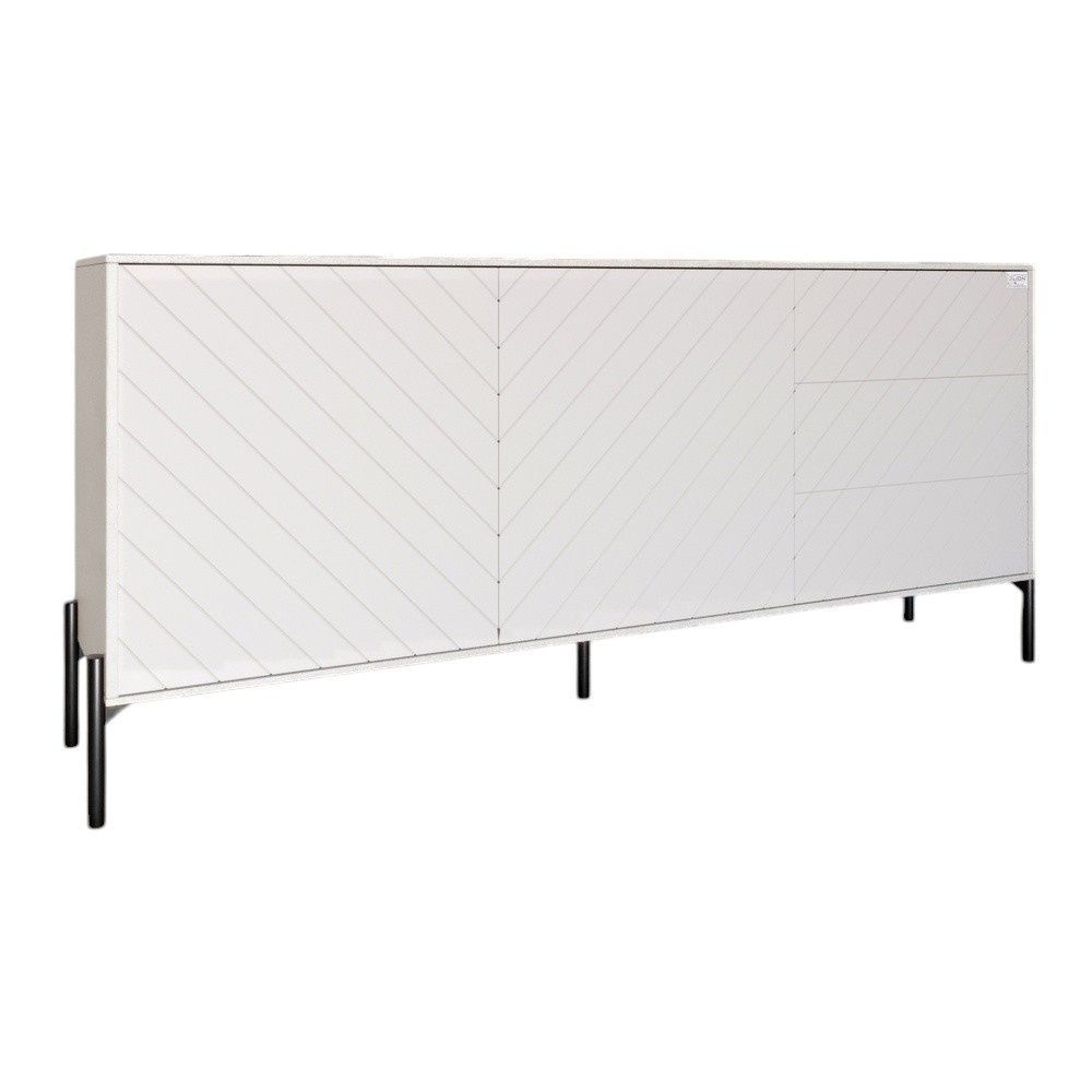 Комод з чорними металевими ніжками LION Амарант 168x40x76,5 см бетон Style / білий 17651 фото меблі