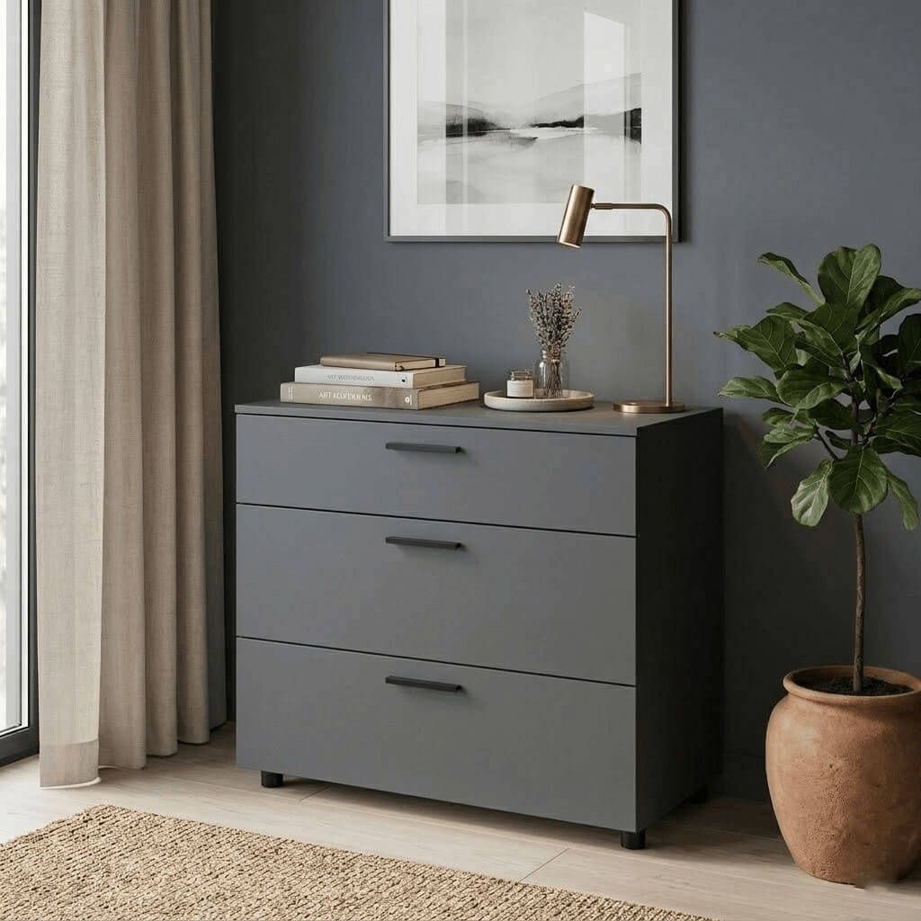 Комод Торн Doros (Дорос) 3Ш 90х51,6х80 см антрацит 41510161 фото мебель