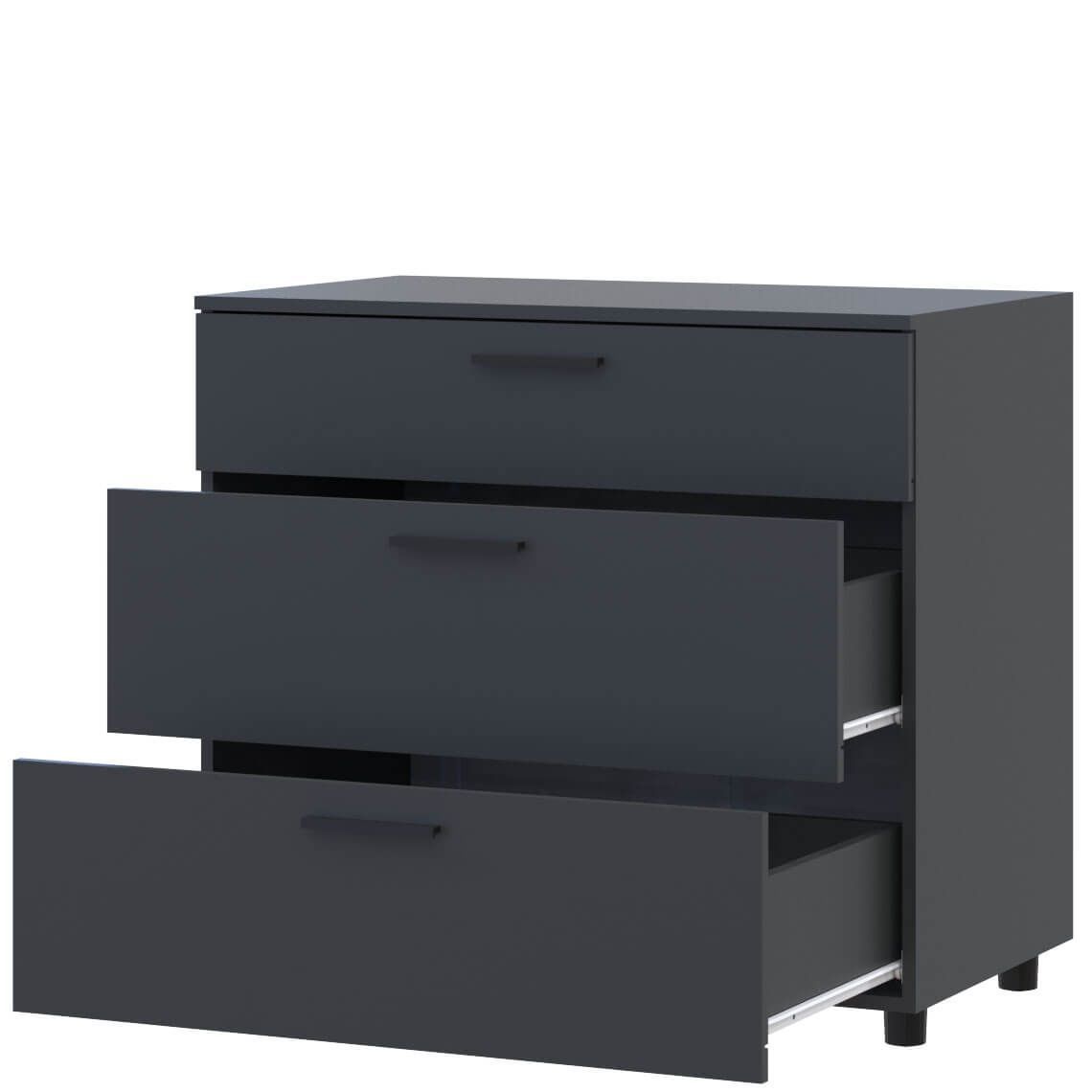 Комод Торн Doros (Дорос) 3Ш 90х51,6х80 см антрацит 41510161 фото мебель