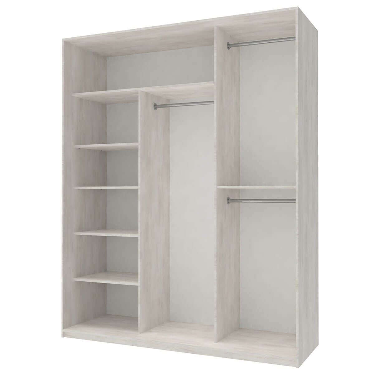 На фото наповнення шафи-купе Сіті Лайт Doros (Дорос) 3 ДСП 180х60х225 см біле дерево