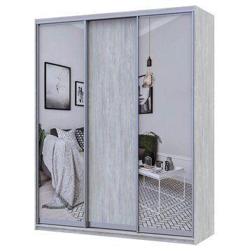 На фото шафа-купе Сіті Лайт Doros (Дорос) 1 ДСП / 2 Дзеркала 180х60х225 см сосна натті