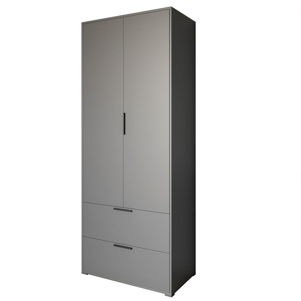 Шкаф распашный двухдверный LION Краш с 2 ящиками 80x200x52 см антрацит 30820 фото мебель