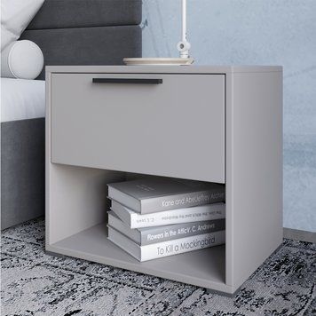 Тумба приліжкова LION Краш з шухлядою 45x43x32 см кашемір 30870 фото меблі