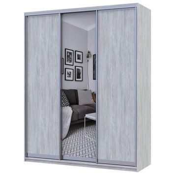 На фото шафа-купе Сіті Лайт Doros (Дорос) 2 ДСП / 1 Дзеркало 180х60х225 см сосна натті