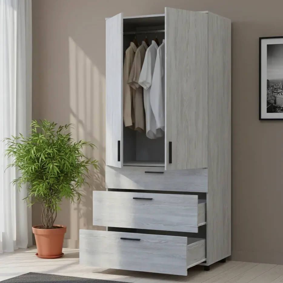 Шафа для одягу Торн Doros (Дорос) 2 ДСП/3Ш (штанга) 90х51,6х200 см сосна натті 44900433 фото меблі
