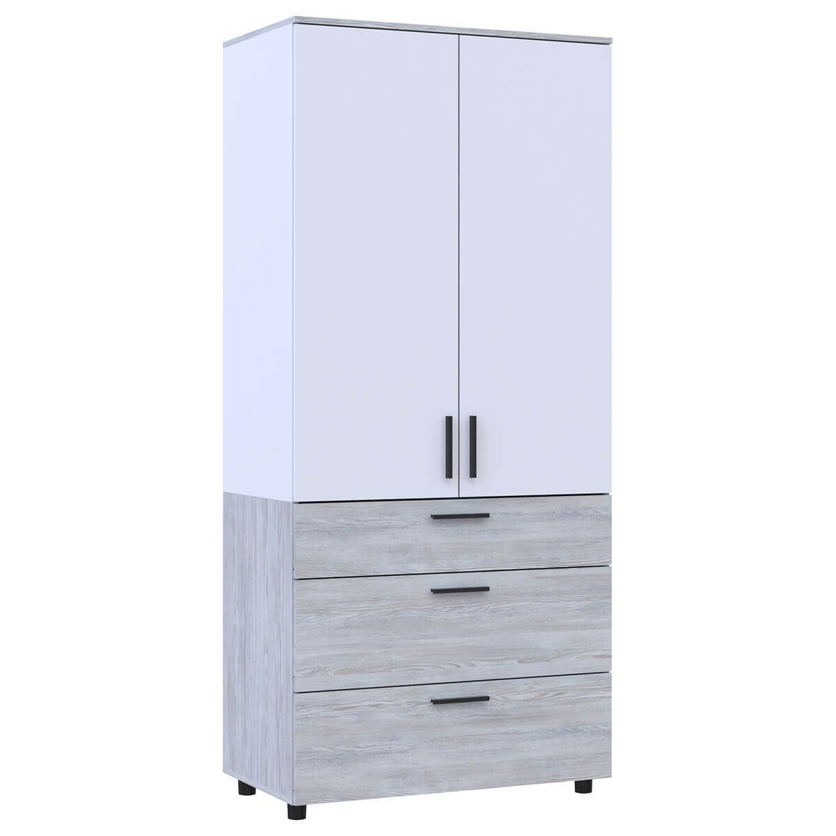 Шкаф для одежды Торн Doros (Дорос) 2 ДСП/3Ш (штанга) 90х51,6х200 см сосна натти / белый 44900461 фото мебель