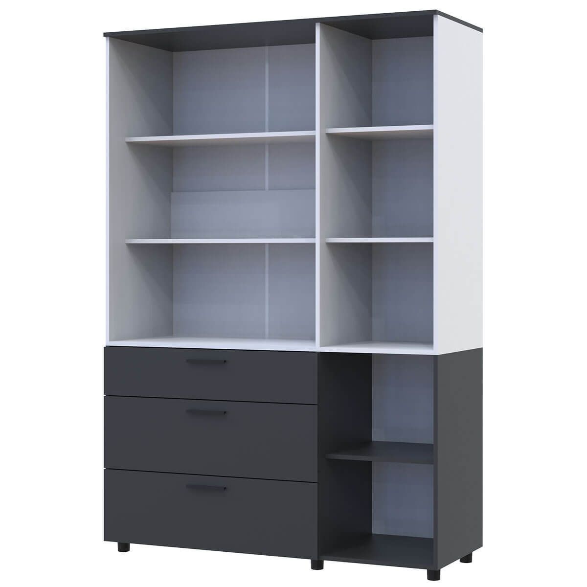 Шафа розпашна Торн Doros (Дорос) 3 ДСП/3Ш (полиці) 135х51,6х200 см антрацит / білий 44900518 фото меблі