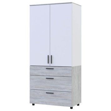 Шкаф для одежды Торн Doros (Дорос) 2 ДСП/3Ш (штанга) 90х51,6х200 см сосна натти / белый 44900461 фото мебель
