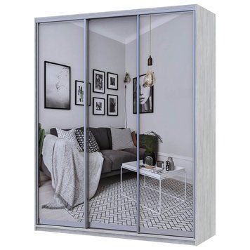 На фото шафа-купе Сіті Лайт Doros (Дорос) 3 Дзеркала 180х60х225 см сосна натті