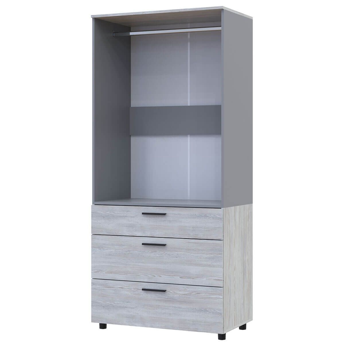 Шкаф для одежды Торн Doros (Дорос) 2 ДСП/3Ш (штанга) 90х51,6х200 см сосна натти / серый  44900465 фото мебель
