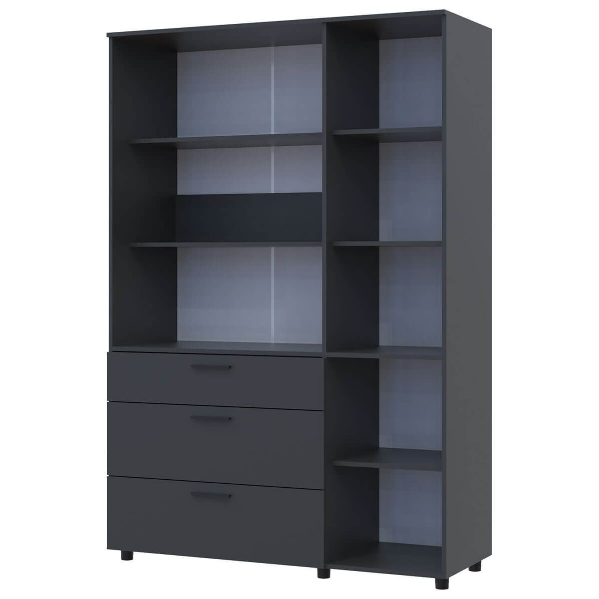 Шафа розпашна Торн Doros (Дорос) 3 ДСП/3Ш (полиці) 135х51,6х200 см антрацит 44900494 фото меблі