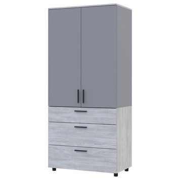 Шкаф для одежды Торн Doros (Дорос) 2 ДСП/3Ш (штанга) 90х51,6х200 см сосна натти / серый  44900465 фото мебель