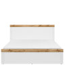 На фото вид спереди кровати HOLTEN LOZ/160 BRW белый / дуб вотан с матрасом