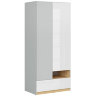 На фото шкаф NANDU SZF2D1S BRW с фасадом светло-серый / белый глянец