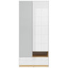 На фото вид спереди шкафа NANDU SZF2D1S BRW с фасадом светло-серый / белый глянец
