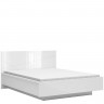 На фото вид сбоку кровати FORN LOZ/160/B BRW белый глянец с матрасом