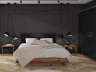 На фото кровать FORN LOZ/160/B BRW дуб делано темный / черный в интерьере спальни