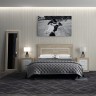 На фото ліжко (каркас) САРА LOZ160 Гербор дуб сонома / німфея альба в інтер'єрі спальні